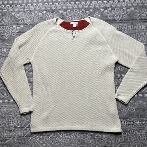 Carbon 2 Cobalt Waterman Henley Sweater Mens Large Beige Heavyweight Pullover